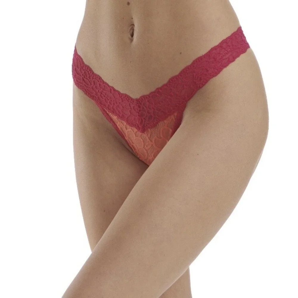 No Boundaries Juniors Lace Thong Panty XL 15-17 New with Tags Pink Orange Floral